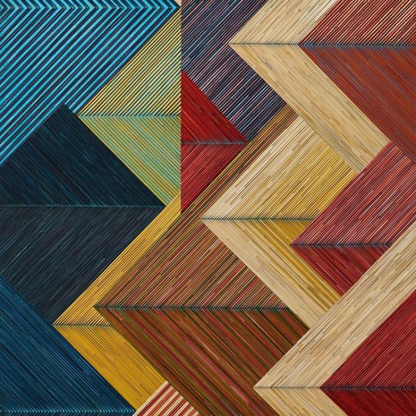 Olaf Holzapfel: Spatial Forms, 2020, wood, straw, natural plant dyes, hand-dyed, 176 x 101 cm