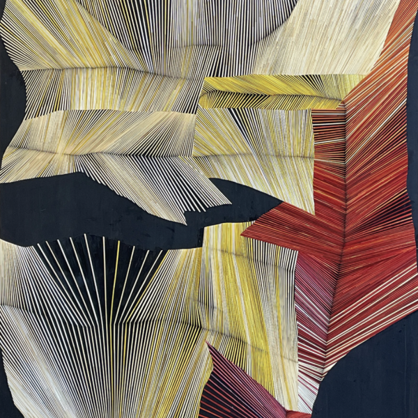 Olaf Holzapfel Figur im Gelände 2025 210 x 145 cm rye straw on wood, Indian ink